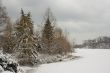Winter lake shore view