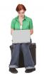 Teenager working on a laptop