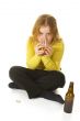 Neglected girl is drinking
