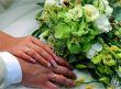 Wedding rings and bouquet