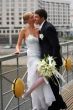Kissing newlywed couple