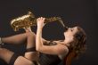 Retro female saxophonist