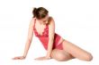 Woman in red lingerie relaxing