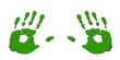Embossed green hands