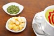 Puree, bread croutons and parsley