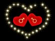 Two 3d red hearts