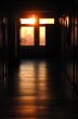 The corridor shined with the low sun.