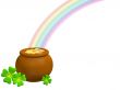 Pot with gold at the basis of a rainbow