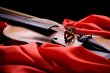 violin on scarlet silk
