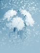 Blue flowers in blue mist