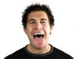 Young man screaming and smiling