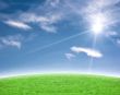 Beautiful blue and green background with sun flare