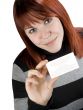 Successful girl holding a black business card