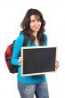 Holding the chalkboard