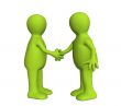 Shake hand  of two 3d stylized people