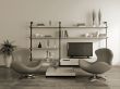 Modern interior (sepia) with armchairs