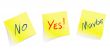 Yes / No / Maybe / yellow note pages / vector