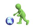 3d person running behind the sliding globe