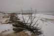 Winter lake and the broken railway.