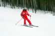 Skier in red suit