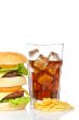 Double cheeseburger, soda and french fries