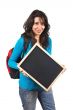 Holding the chalkboard