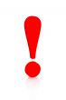 Exclamation mark of red color - objects over white