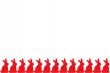 Row of red rabbits