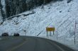 Traffic on icy mountain road