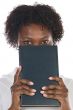 Book in her face