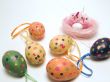 Colorful eggs and chicks