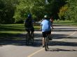 Kids on bicycles on bike path