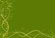 Background with yellow lines and leaves clovers