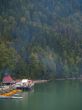 Touristic place on the mountains lake