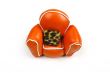 orange chair & cushion on white