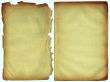 Two shabby blank pages with fragmentary edges