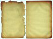 Two shabby blank pages with fragmentary edges