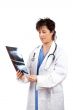 Female doctor examining x-ray