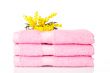 Pink towels with yellow flowers