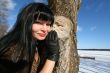 woman near tree. Winter`s picture