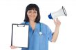 Woman doctor whit megaphone