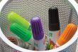 Child`s felt-tip pens-markers in a white tumbler