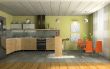 Interior of fashionable kitchen 3D rendering