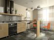 Interior of fashionable kitchen 3D rendering