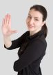 business lady with a greeting
