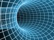 The blue abstract 3d tunnel from a grid