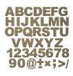 Alphabet - letters from rusty metal with rivets