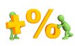 3d persons, holding symbols plus and percent