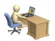 3d person, tensely looking at the monitor