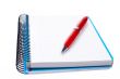 Blank notebook sheet with pen